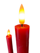 Red 3D Flameless Taper Candles (Set of 2)