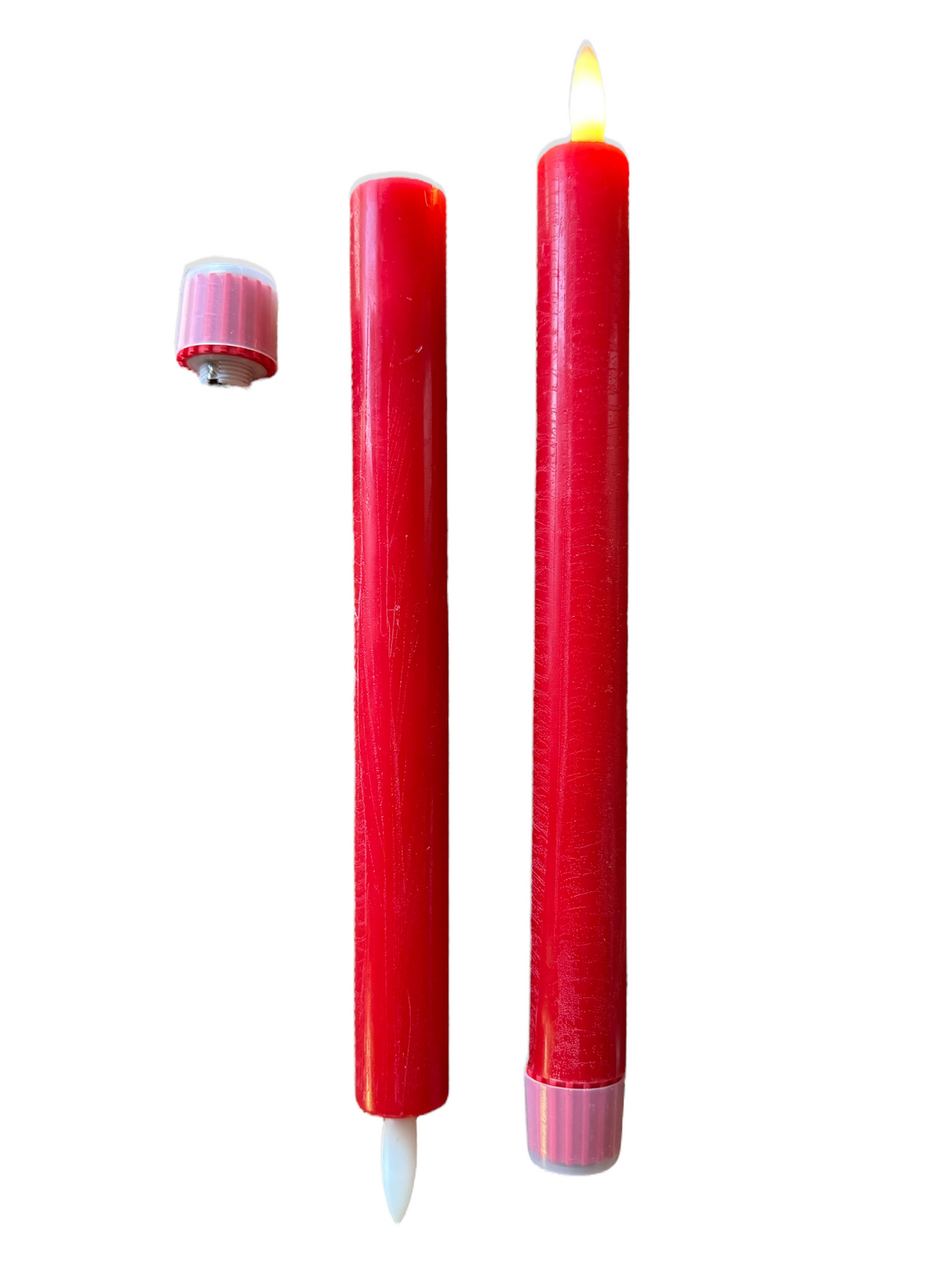 Red 3D Flameless Taper Candles (Set of 2)