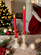 Red 3D Flameless Taper Candles (Set of 2)