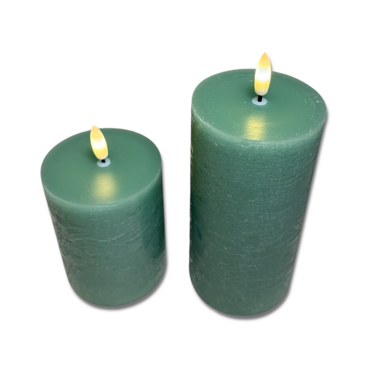 Green Wax 3D Flameless Pillar Candles