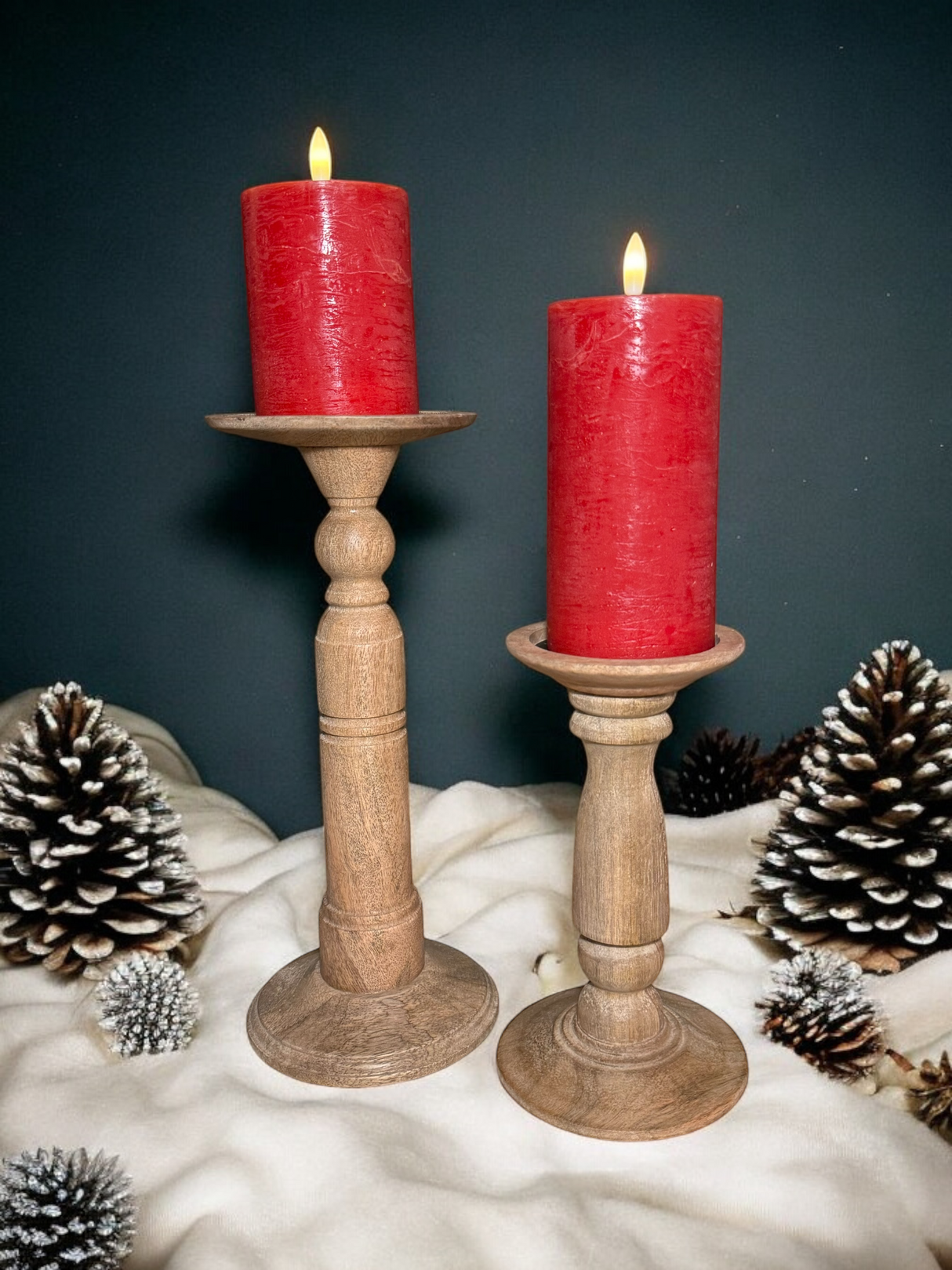 Red Wax 3D Flameless Pillar Candles