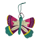 Handmade Wool Felt Butterfly Ornament with Stitching & Embroidery