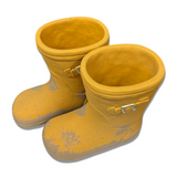 Yellow Cement Rain Boot Planter Set