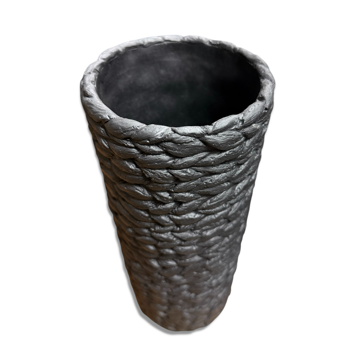 Black Braided Cement Textured Vase