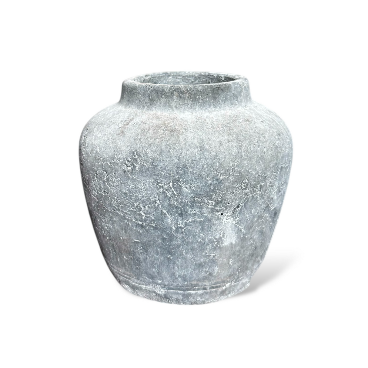 Small Distressed Charcoal Cement Vase