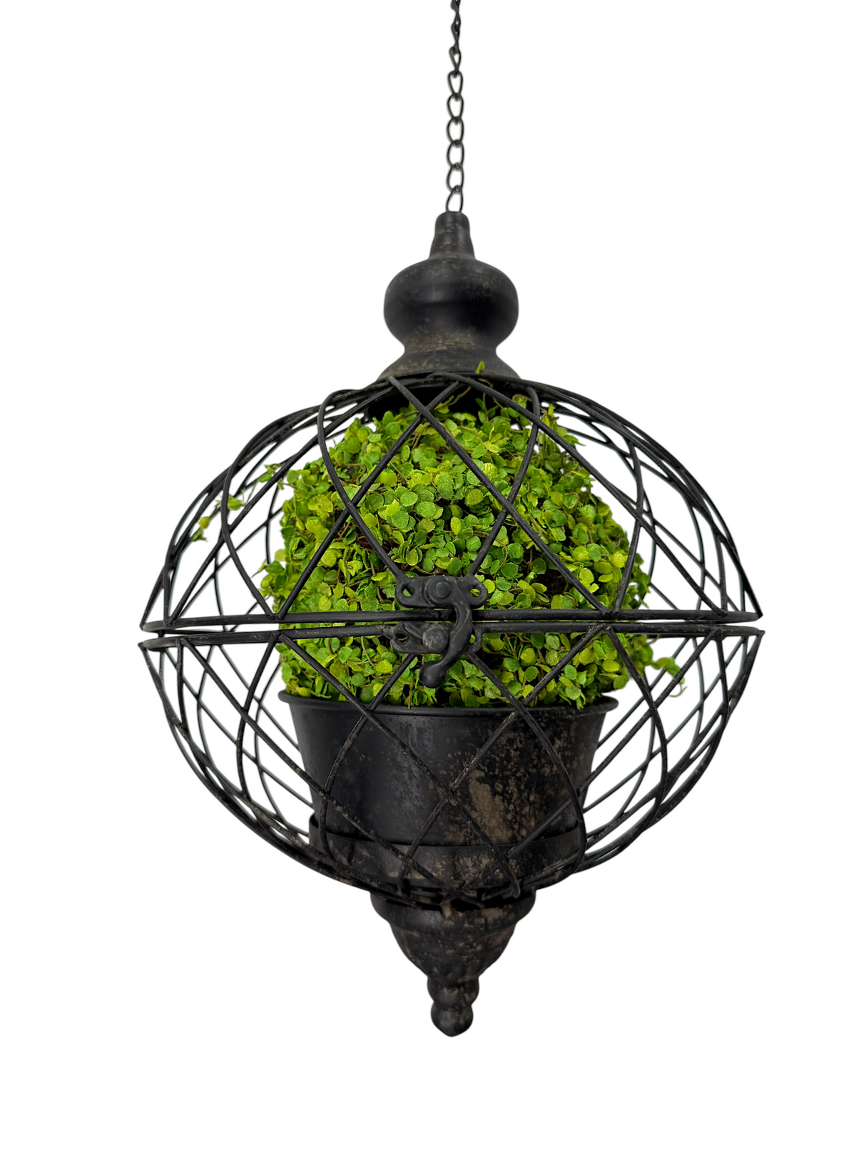 Rustic Black Metal Sphere Hanging Planter | 2 Sizes