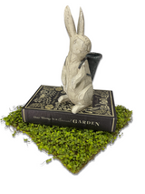 Distressed White Resin Rabbit with Basket