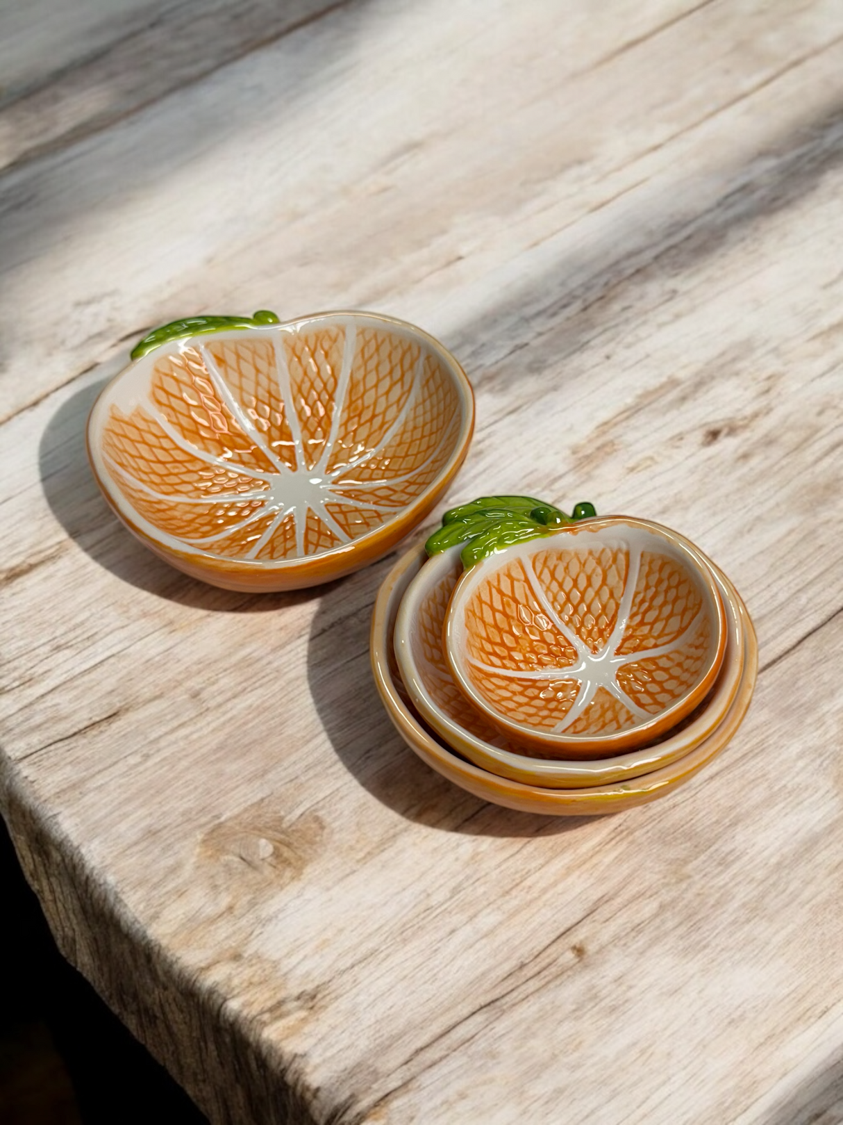 Hand-Painted Stoneware Clementine Shaped Measuring Cups | Set of 4