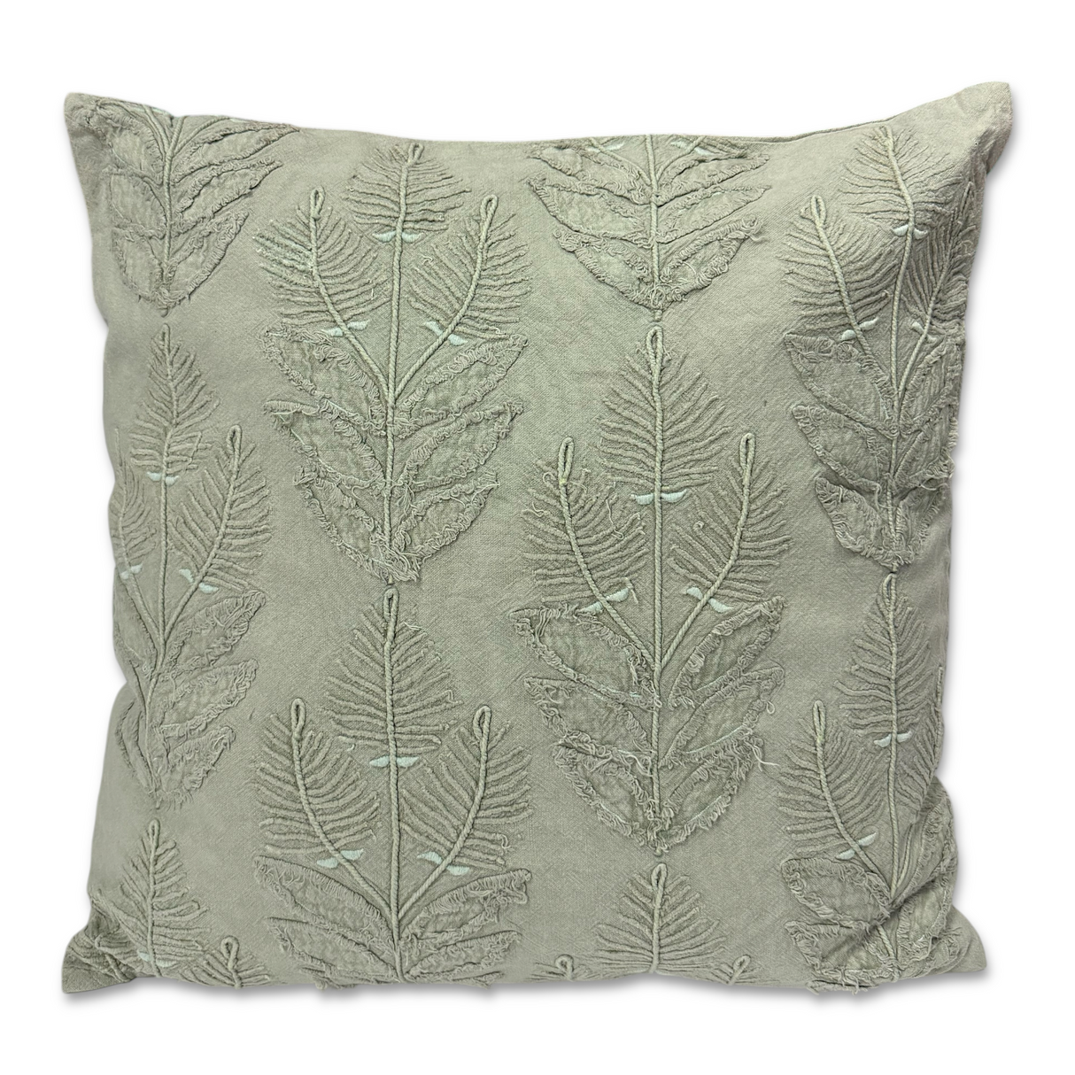 Stonewashed Sage Green Spring Leaves Pillow