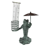 Cast Iron Patina Frog Rain Gauge