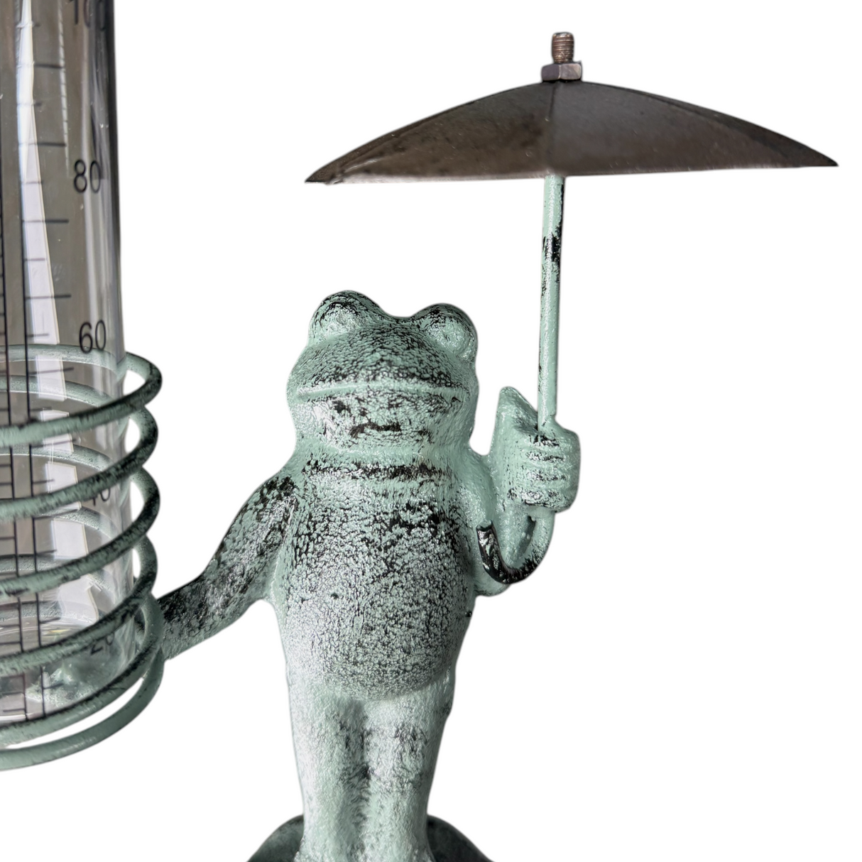 Cast Iron Patina Frog Rain Gauge