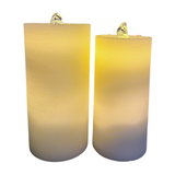 Water Wick Fountain Flameless Cream Wax Pillar Candle | 2 Sizes