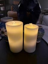 Water Wick Fountain Flameless Cream Wax Pillar Candle | 2 Sizes