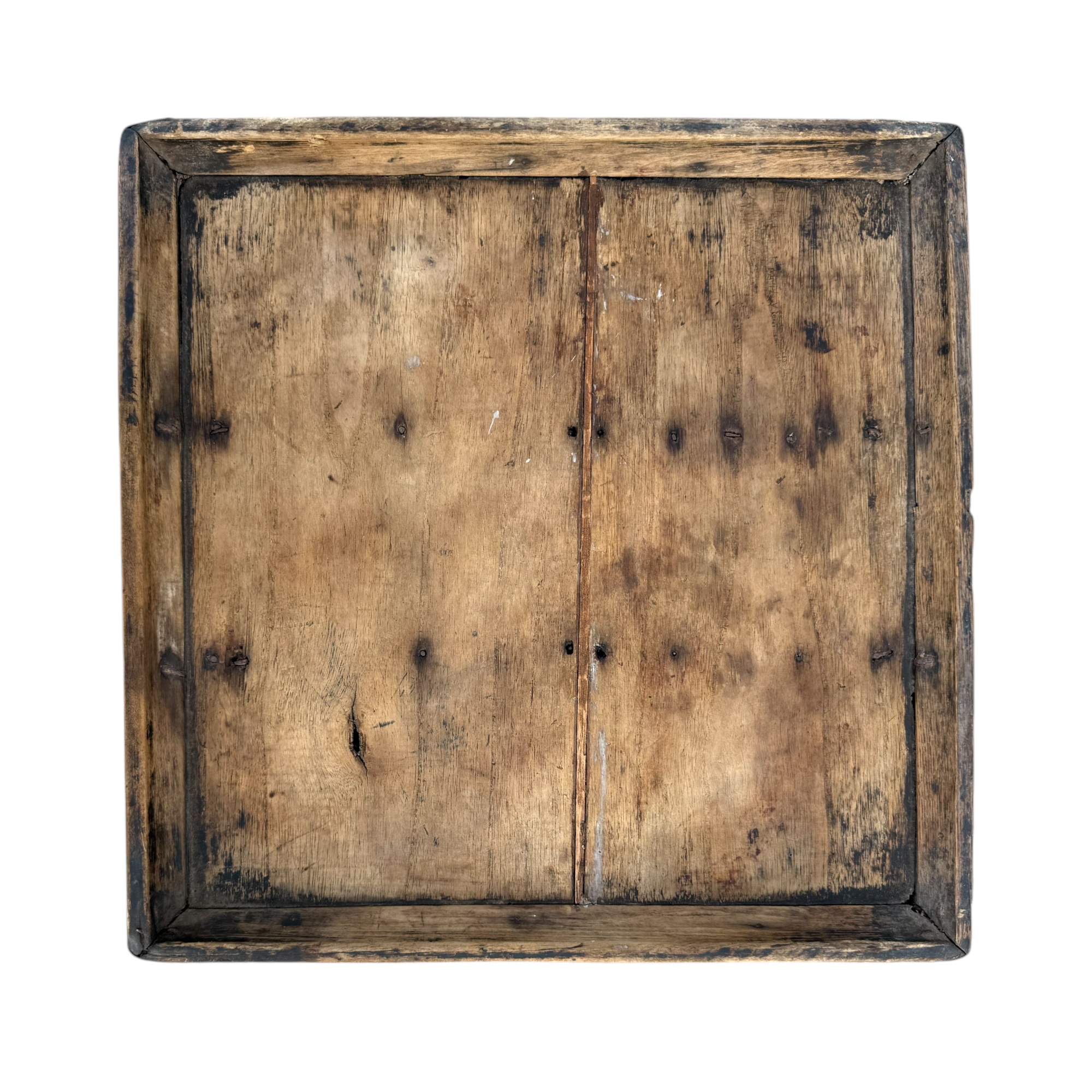 Vintage Hand-Carved Square Wood Tea Tray - Thumbnail 2