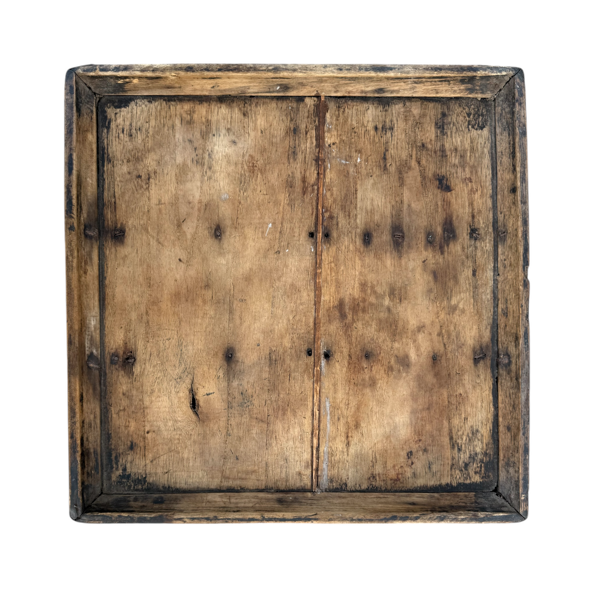 Vintage Hand-Carved Square Wood Tea Tray