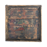 Vintage Hand-Carved Square Wood Tea Tray