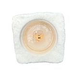 Water Wick LED White Stone Fountain Wax Candle with Remote