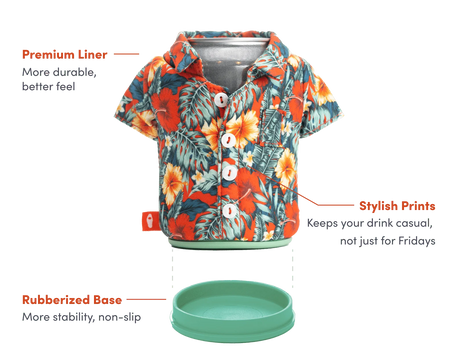 The Aloha Black Monstera Insulated Can Cooler | Puffin Drinkwear