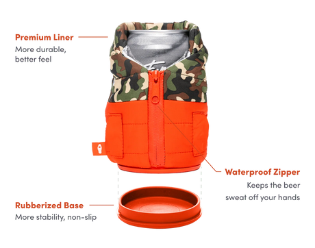 Puffy Vest Leopard Insulated Can Cooler | Puffin Drinkwear