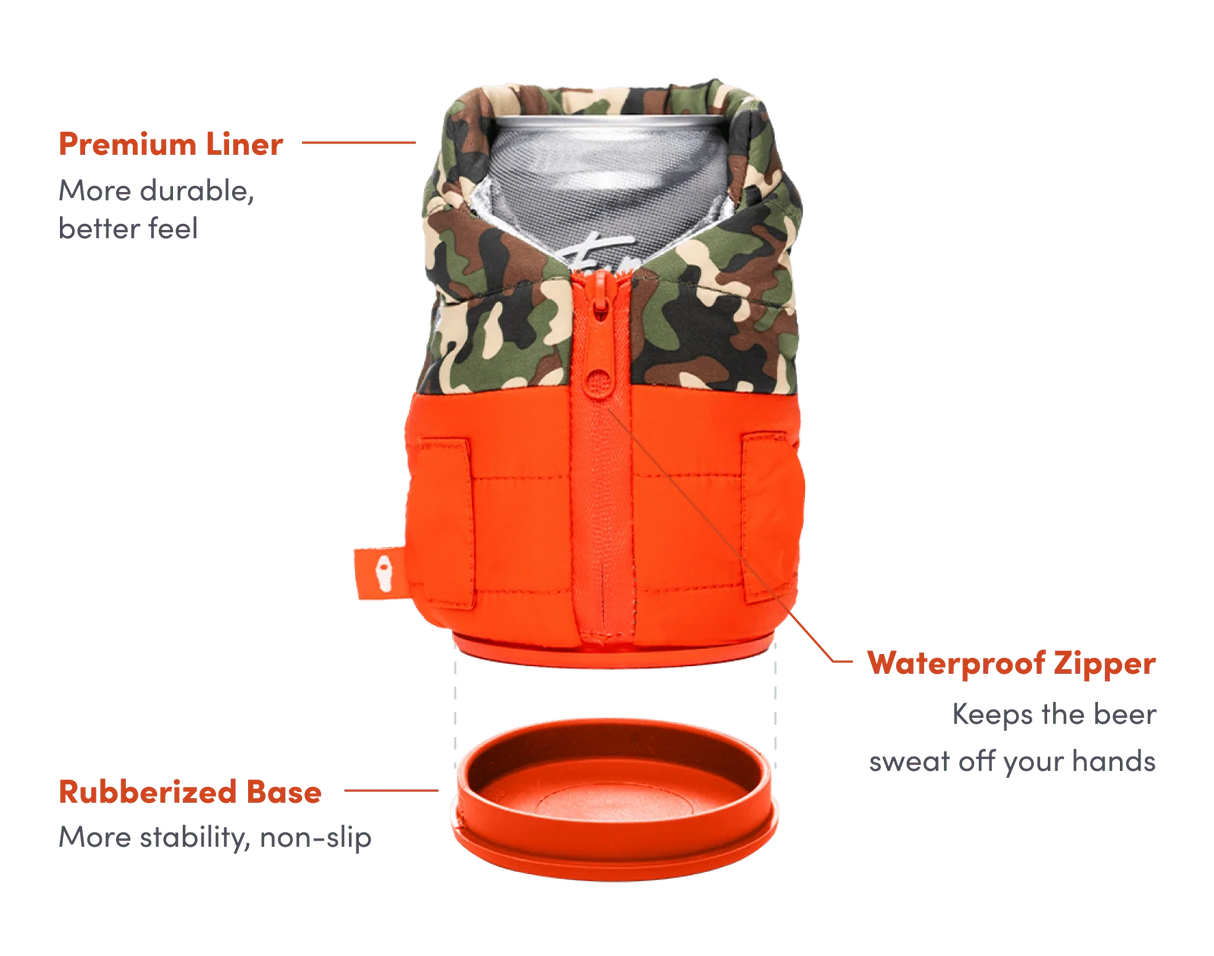 The Puffy Vest Dusty Rose Insulated Can Cooler | Puffin Drinkwear