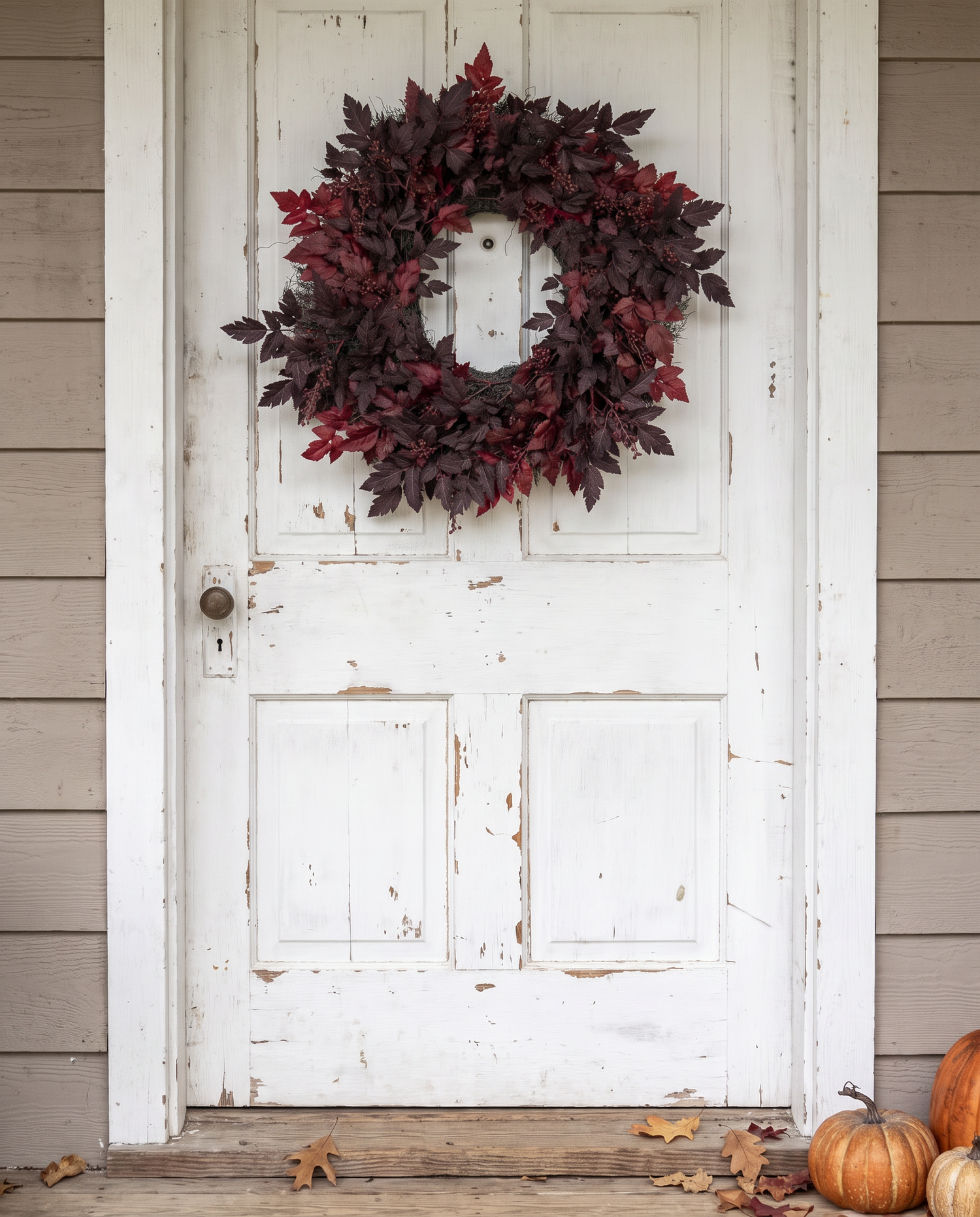 Burgundy Berry and Bugbane Leaf Fall Wreath