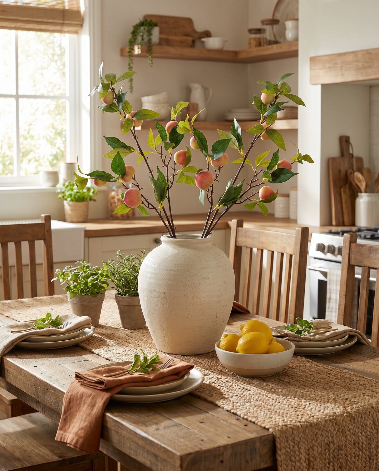 Faux Peach Fruit Branch
