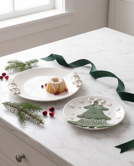 White Christmas Ceramic Platter Set