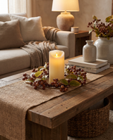 Brown Berry Candle Ring with Green Leaves