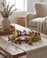 Brown Berry Candle Ring with Green Leaves