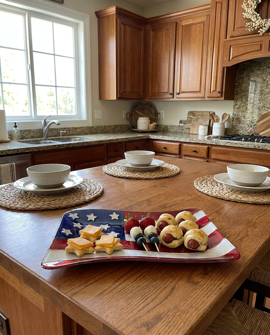 American Flag Glass Serving Plate