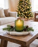 Green LED Beaded Glass Flameless Candle