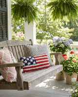 American Flag Hooked Wool Throw Pillow