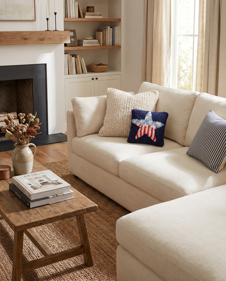 Americana Star Hooked Wool Throw Pillow