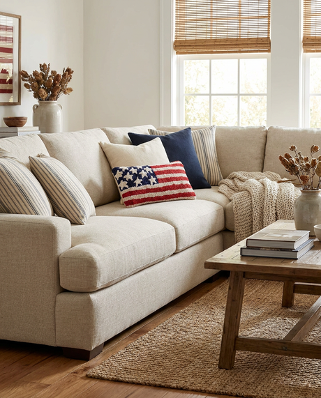 American Flag Hooked Wool Throw Pillow