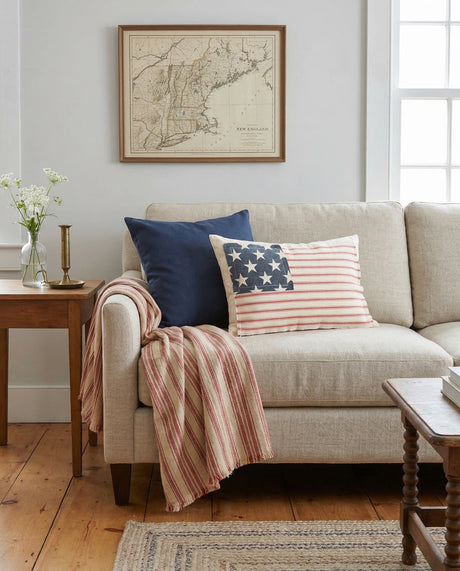 Vintage Stripe American Flag Lumbar Pillow