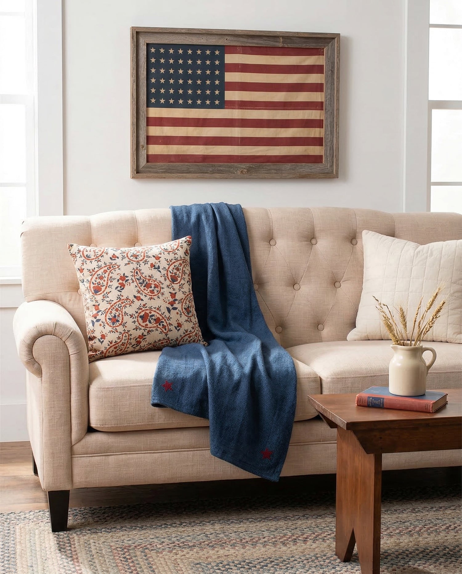 Red & Blue Paisley Floral Pillow