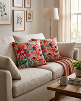 Embroidered Floral Throw Pillow