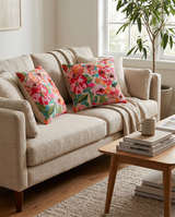 Embroidered Floral Throw Pillow
