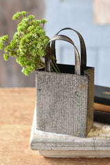 Distressed Galvanized Metal Market Basket Planter