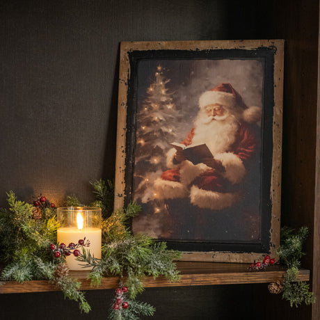 Reading Santa Christmas Print Wood Wall Art