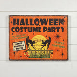 Halloween Costume Party Black Cat Retro Wood Sign