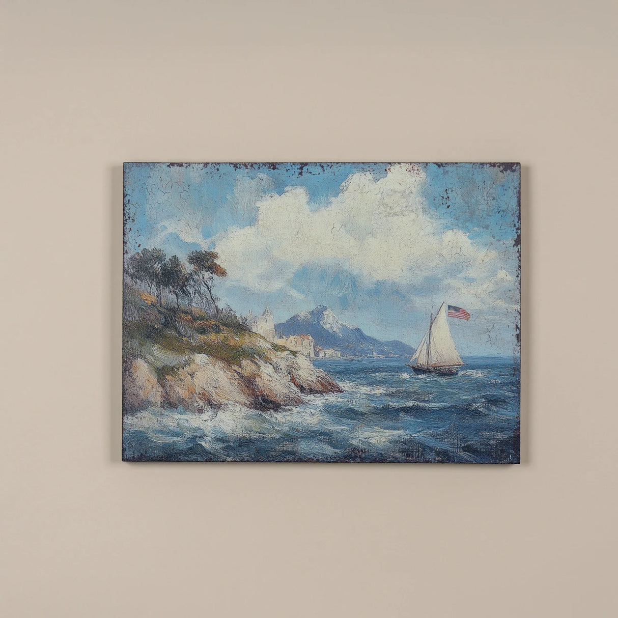 Patriotic USA Sailboat Wood Wall Art