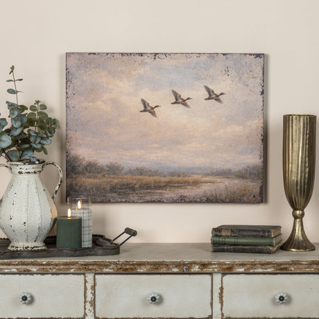 Soaring Ducks Wood Wall Art