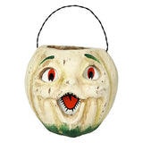 Vintage-Inspired White Resin Mache Jack-O-Lantern Choir Boy Candy Buckets