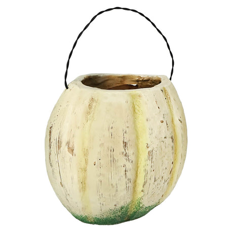 Vintage-Inspired White Resin Mache Jack-O-Lantern Choir Boy Candy Bucket