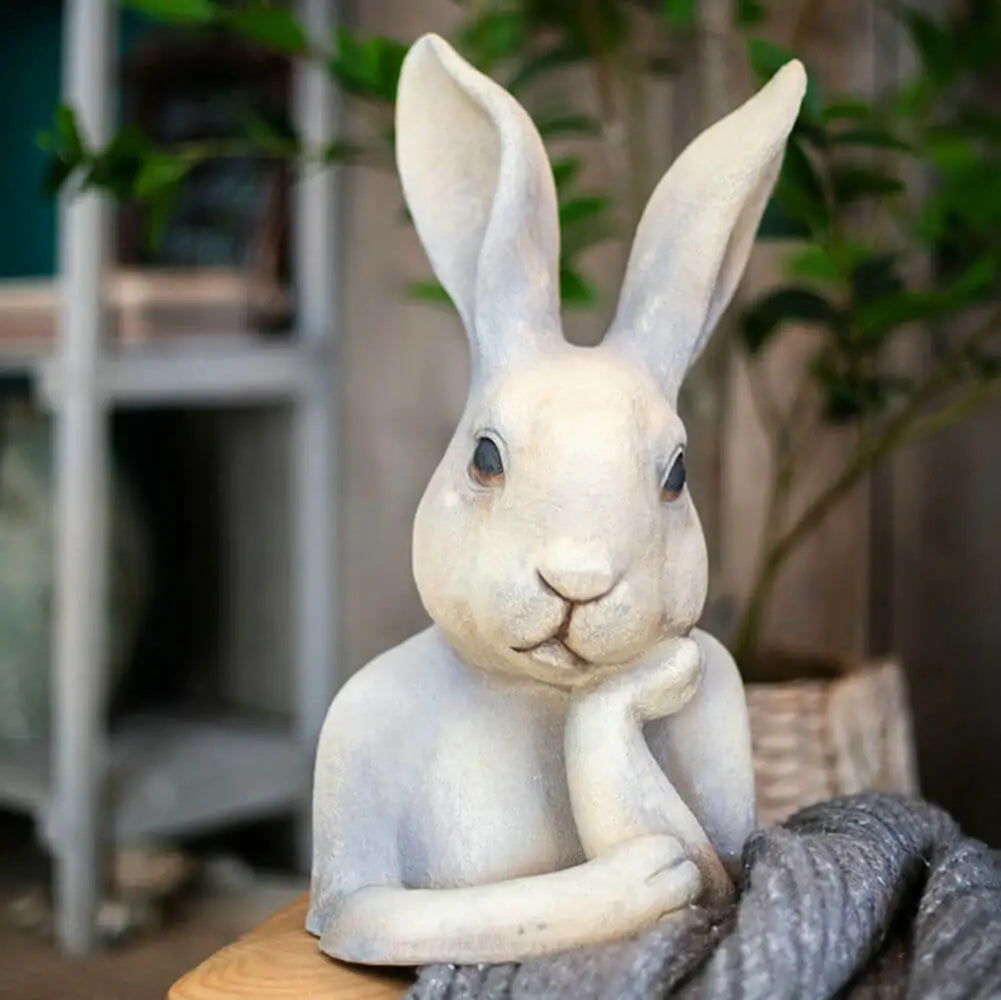 Thinking Rabbit Head Resin Sculpture