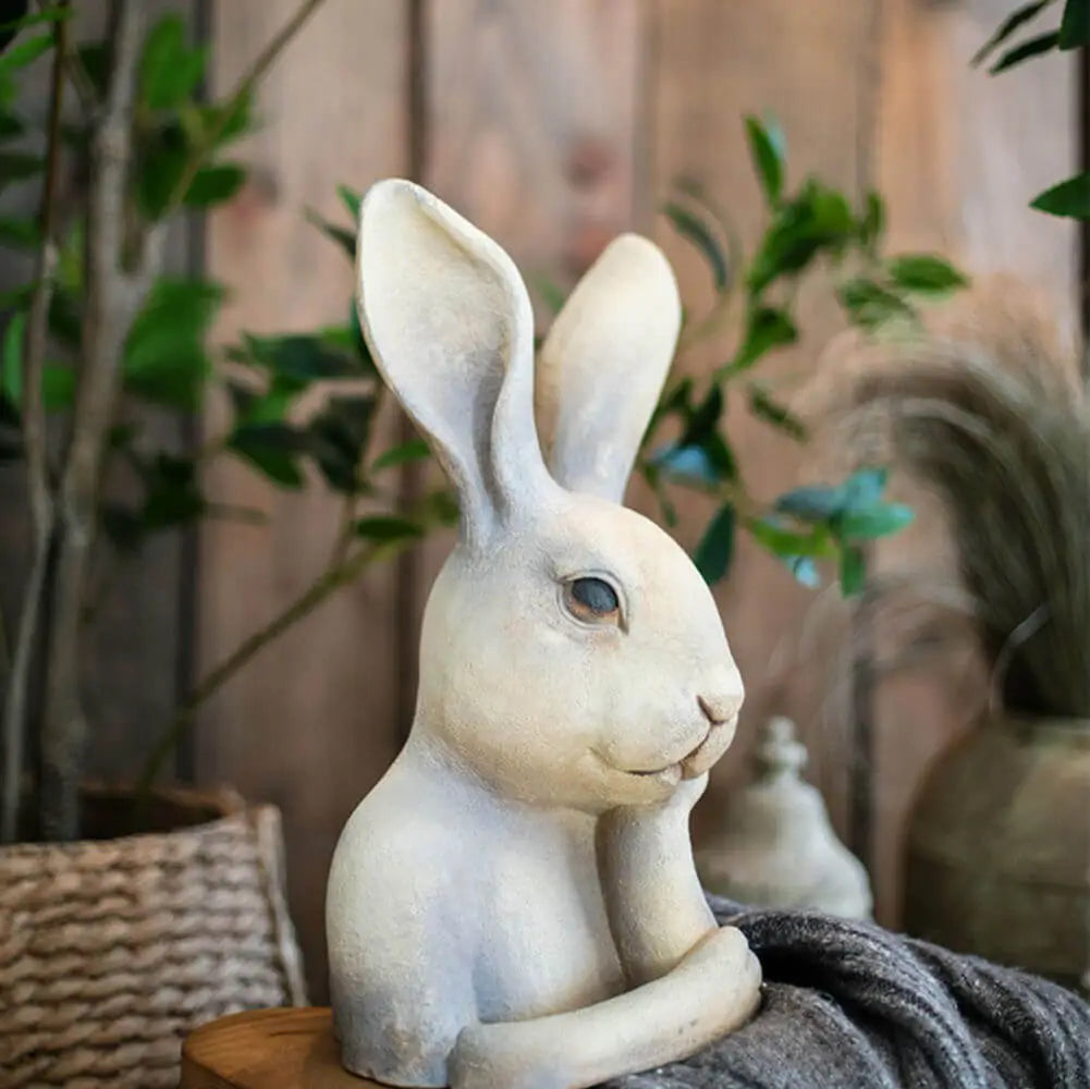 Thinking Rabbit Head Resin Sculpture