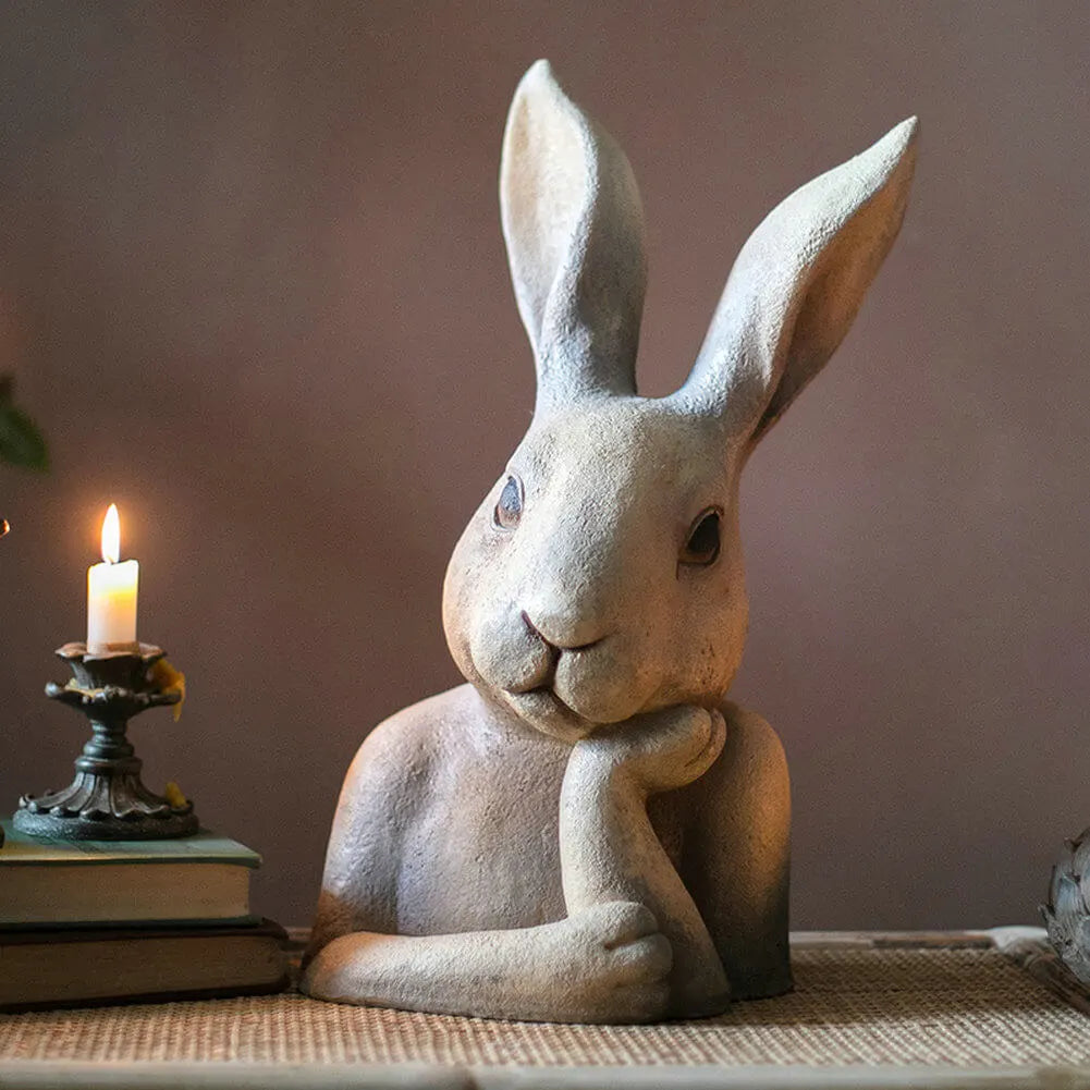 Thinking Rabbit Head Resin Sculpture