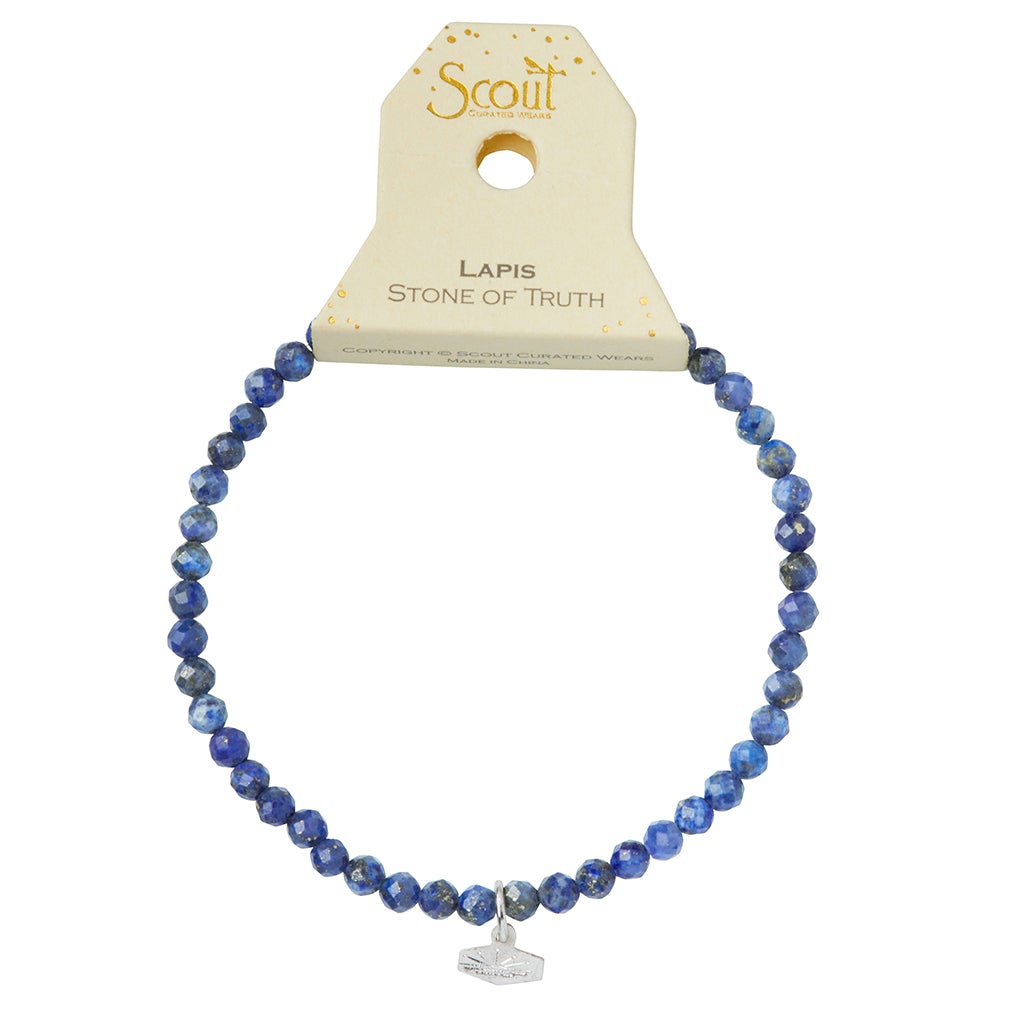 Mini Faceted Stone Stacking Bracelet | Lapis/Silver