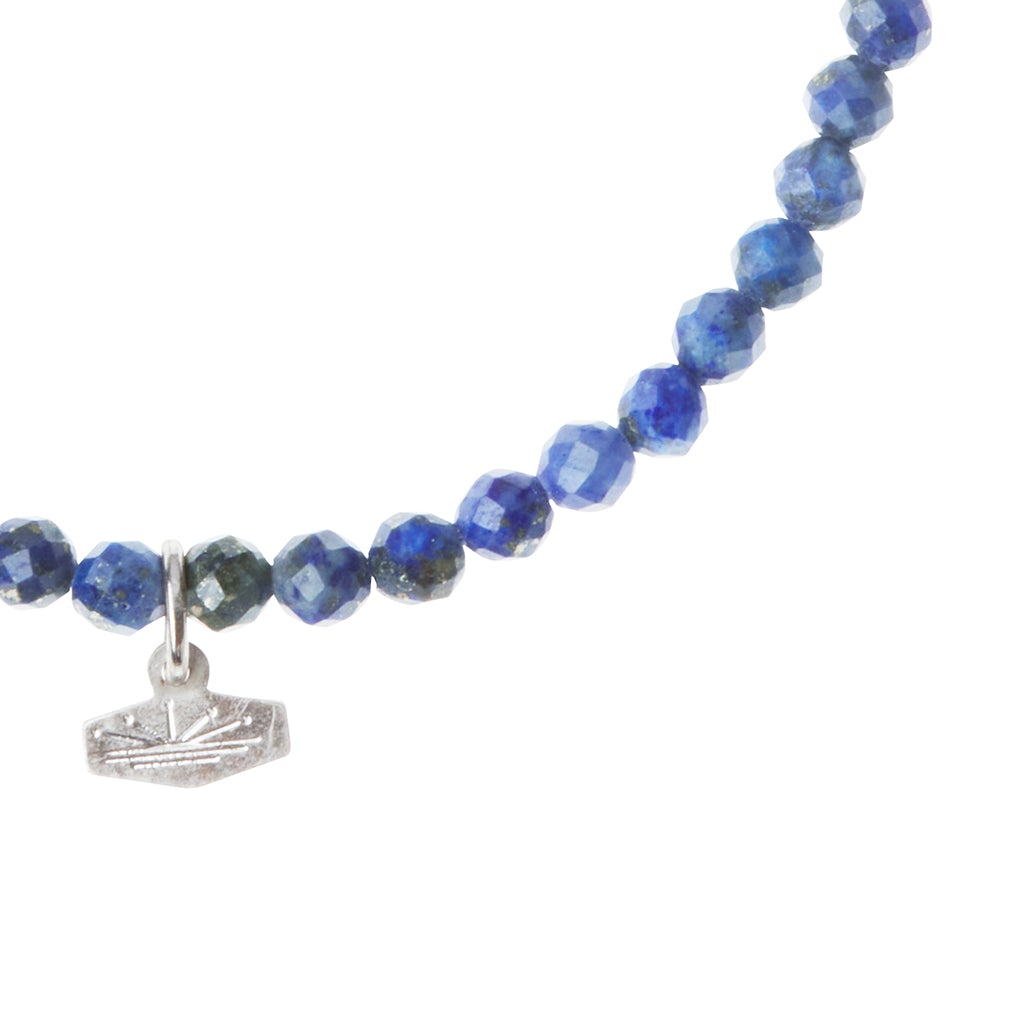 Mini Faceted Stone Stacking Bracelet | Lapis/Silver